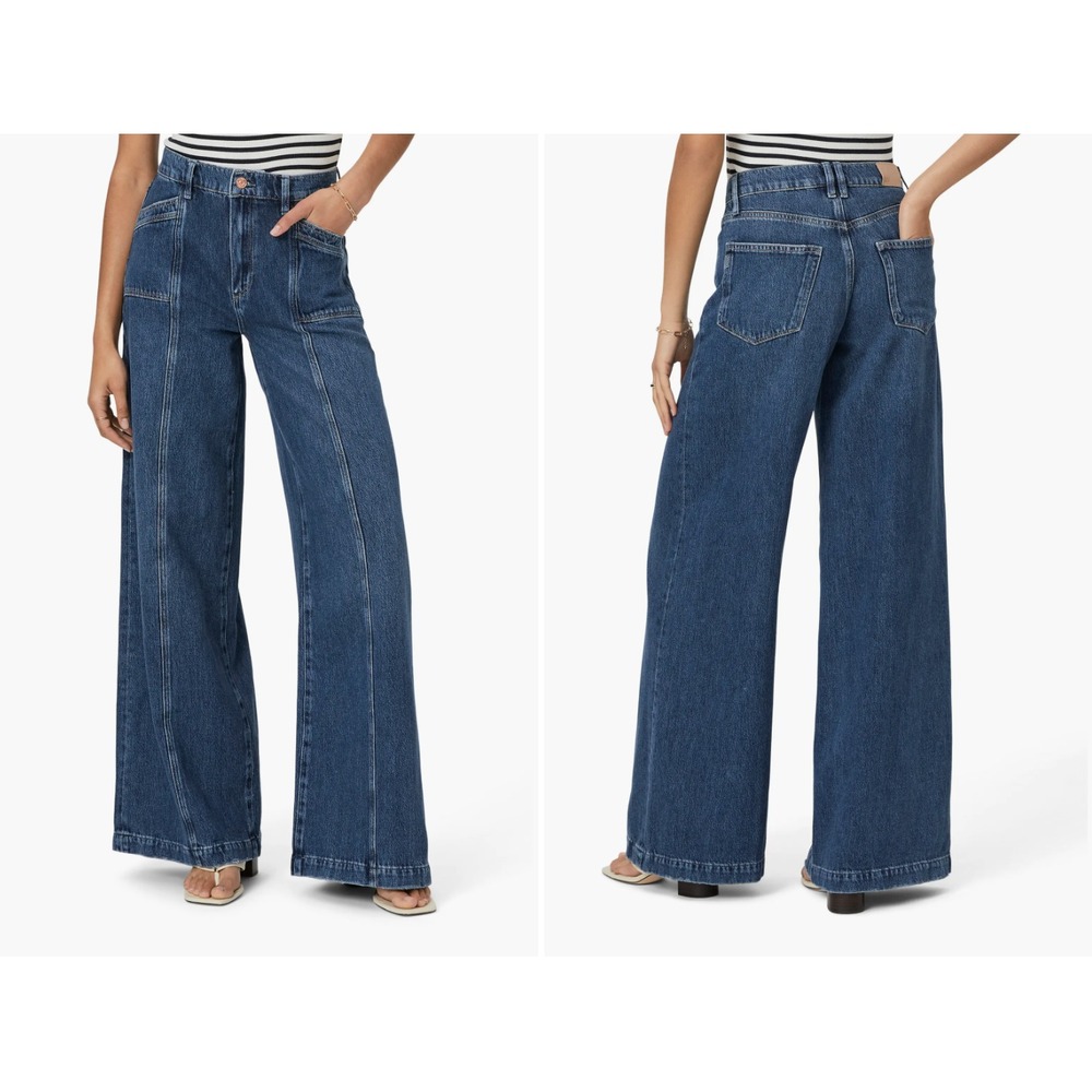 Paige Portia Inset Pocket Wide Leg Jeans in Bronx Blue Women 33 NWT $275
